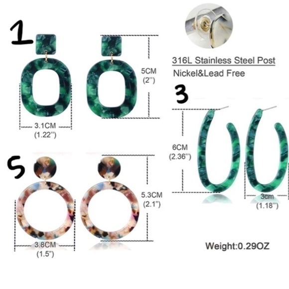 SALE💚 any 3 for $18 💚
 Resin Acrylic Drop Earrings - Picture 4 of 7